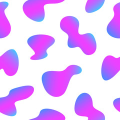 Abstract gradient liquid shape seamless pattern. Colorful geometric fluid formation in blue and purple colors, on white isolated background.