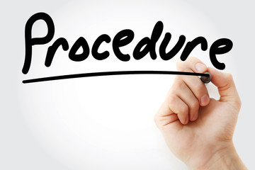 Procedure text with marker, business concept background