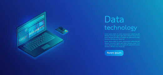 Naklejka premium Digital money market, investment, finance and trading. Perfect for web design, banner and presentation. Isometric vector illustration.