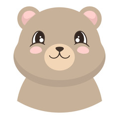 Portrait of cute bear in cartoon style. Vector illustration