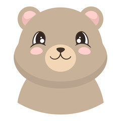 Portrait of cute bear in cartoon style. Vector illustration
