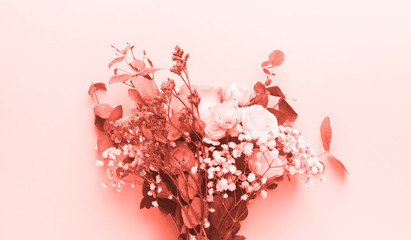 Bouquet on pink background