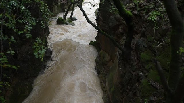waterfall near banias in the golan hight israel