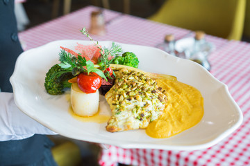 Dorado fillet from an Italian chef in the restaurant