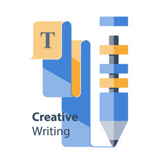 Pencil idea, creative writing concept, design workshop, skill improvement, storytelling course