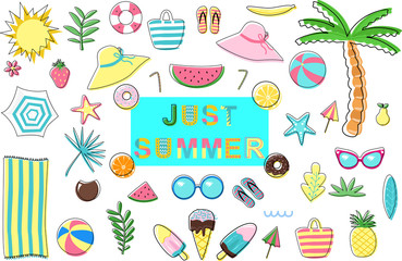 set of isolated summer elements - vector illustration, eps