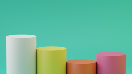  Empty steps cylinder podium on empty background. 3D rendering.