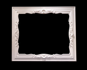  White wood photo frame abstract background.       