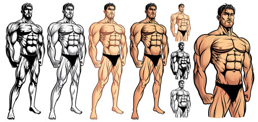 Male Bodybuilder Full Body_EPS 10 Vector - obrazy, fototapety, plakaty