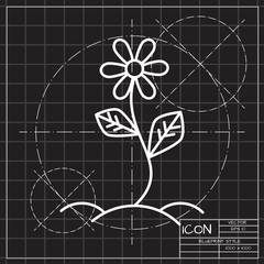 Growing flower sprout in ground illustration. Agriculture vector icon