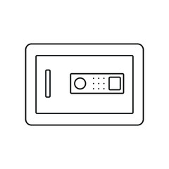 Safe box with password code lock line icon.