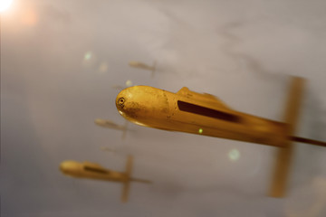 rockets flying in a grey sky