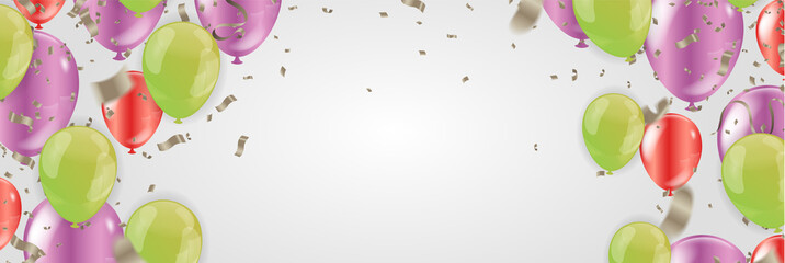 Birthday balloons template. Luxury shiny colorful balloons vector graphic. Vector Illustration of a Happy Birthday Greeting Card Design, flyer, poster sign banner web postcard, invitation