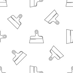 Putty knife isolated seamless pattern on white background. llustration on the theme of apartment renovation and tools for repair.