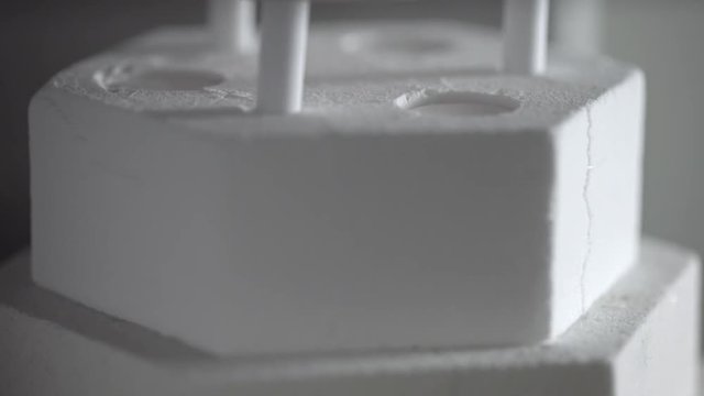 Closeup view at drying process in dental oven