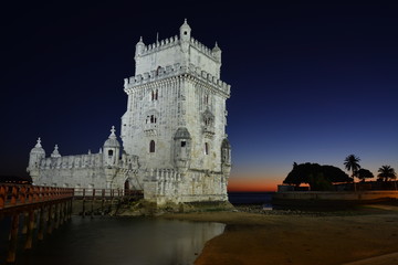 Fototapeta na wymiar Belem Tower at night, Lisbon, Portugal
