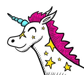 Simple Colorful Unicorn Doodle