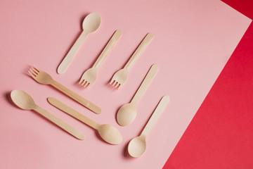 scattered flatwares.wooden cutlery made to order, unusual souvenir, flat view