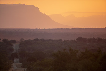 sunset over the low veld of South african greater kruger area