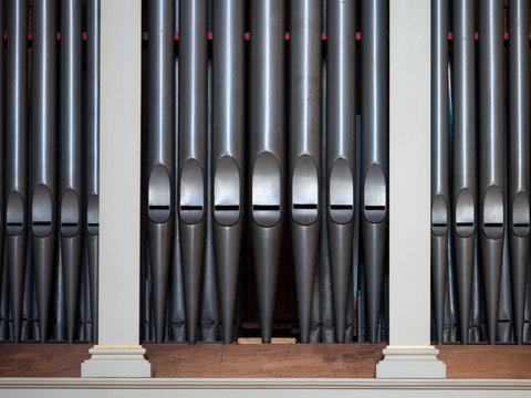 Detail of the pipes of an ancient organ.