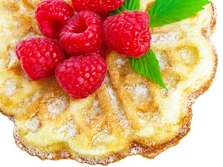 Sweet wafers and raspberries