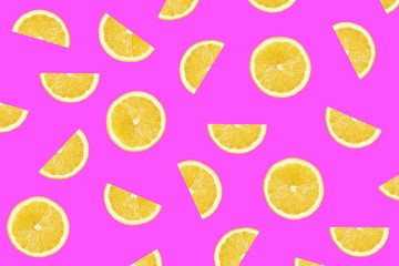 crimson сolorful pattern of lemon slices