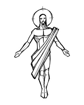 Jesus Christ Resurrection ink illustration