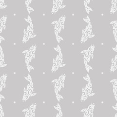 marine seamless pattern, sea fish. vector illustration in Maori style