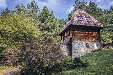 Fototapeta na wymiar Cottage for rent in open air museum in Sirogojno village in Zlatibor area, Serbia