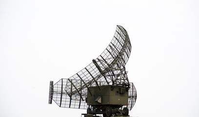 Military radar standing on the mountain
