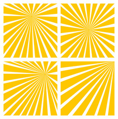 set Sun beam ray sunburst pattern background