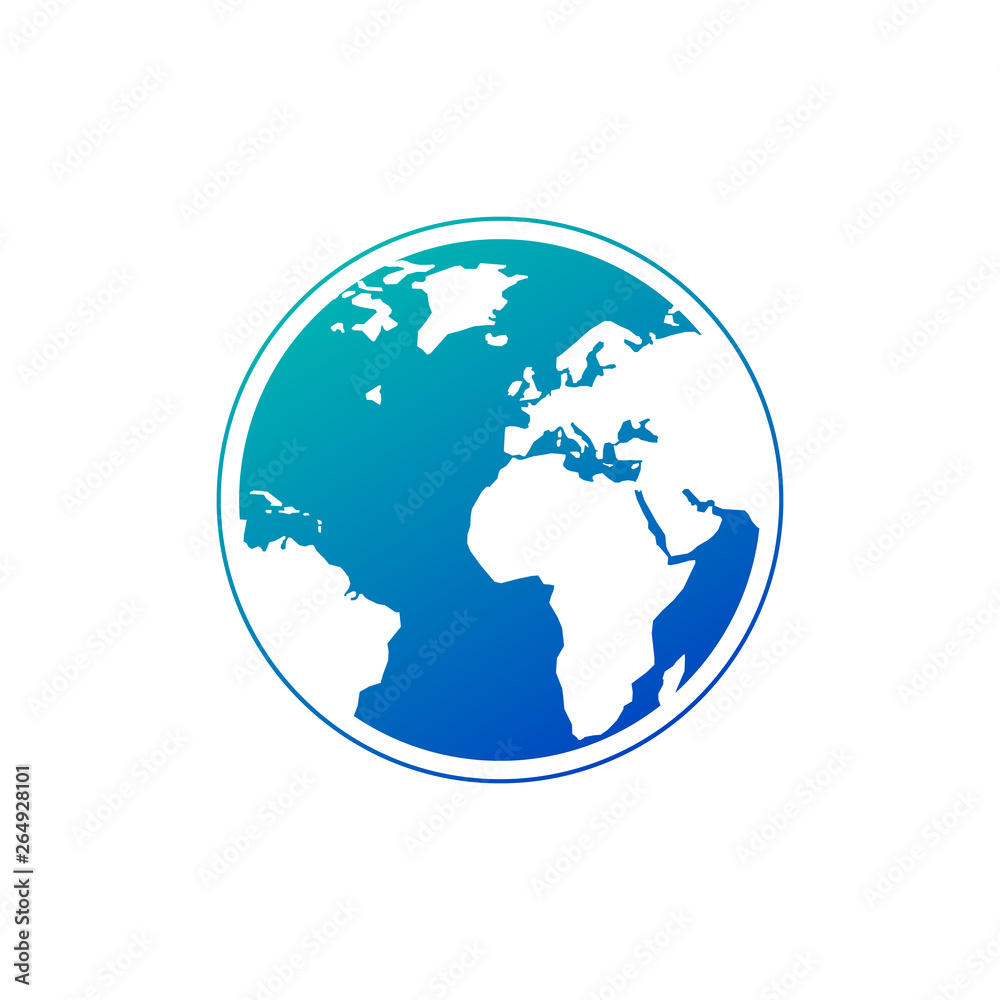 Wall mural vector planet earth icon in gradient blue color. earth icon. vector illustration for web banner, web