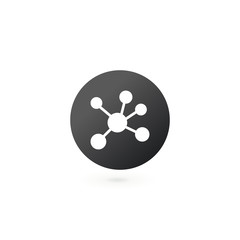 Social network. Single flat icon on the circle. Molecular or connection concept, Vector illustration isolated on white background.