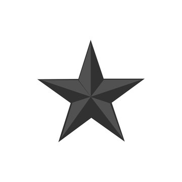 Volumetric five-pointed grey star. Vector illustration isolated on white background.