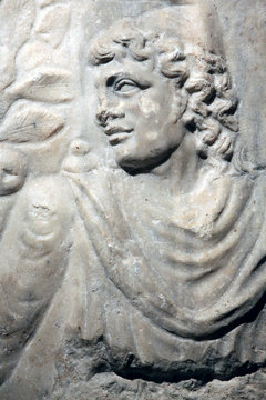 Relief repr&eacute;sentant Mithra. Mus&eacute;e de la civilisation Gallo-Romaine de Fourvi&egrave;re. Lyon. / Low-Relief representing the God Mithras. Museum of Gallo-Roman civilization Fourvi&egrave;re. Lyon.