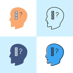 Planning problem concept icon set in flat and line styles