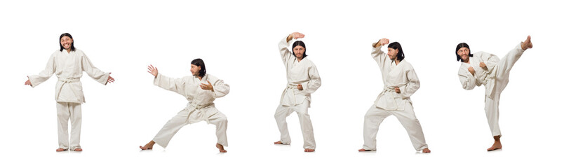 Karate fighter isolated on white