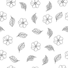 floral seamless pattern with hand drawn elements white and black vector illustration