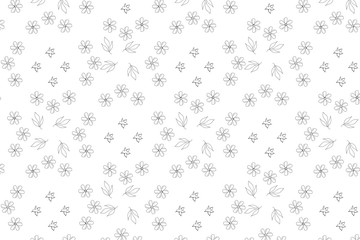 floral seamless geometric pattern with hand drawn elements white and black vector illustration