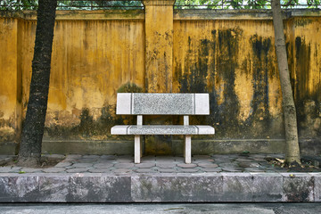 Colorful street with light bench in Hanoi