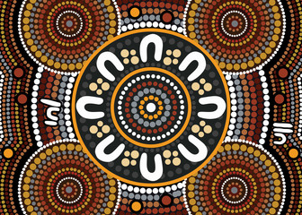 Illustration based on aboriginal style of dot background.