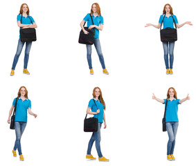 Fototapeta premium Young student isolated on white