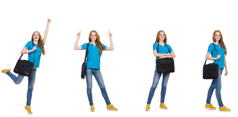 Fototapeta premium Young female student isolated on white