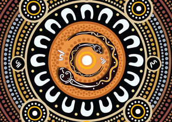 Illustration based on aboriginal style of dot  background.
