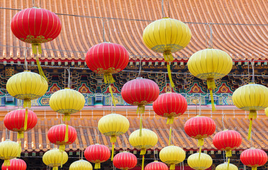 Lantern in Wong Tai Sin Temple in Hong Kong city, China.