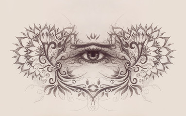 Ornamental Drawing. Original hand draw on paper.