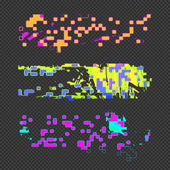 abstract glitch design elements set .