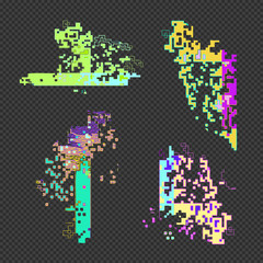 abstract glitch design elements set .