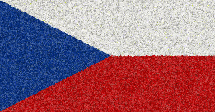 Illustration of a Czech flag with a blossom pattern