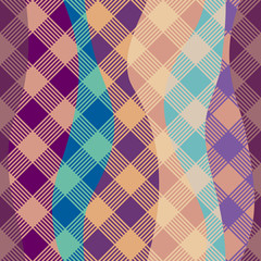 Fototapeta premium Geometric abstract diagonal plaid pattern in low poly pixel art style.